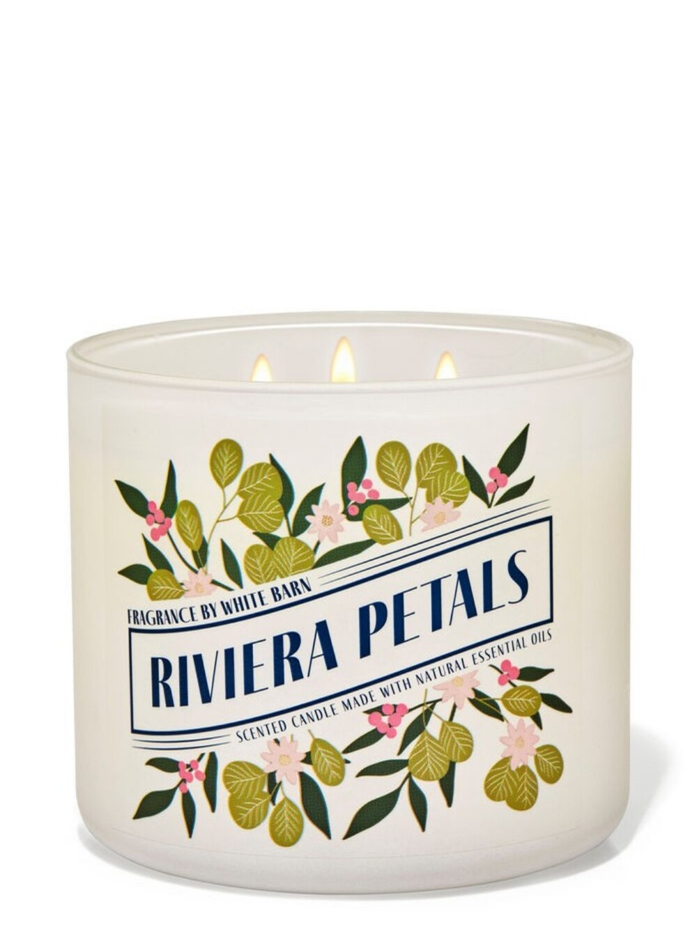 BBW White Barn Riviera Petals Scented 3 Wick Candle 14.5 oz New